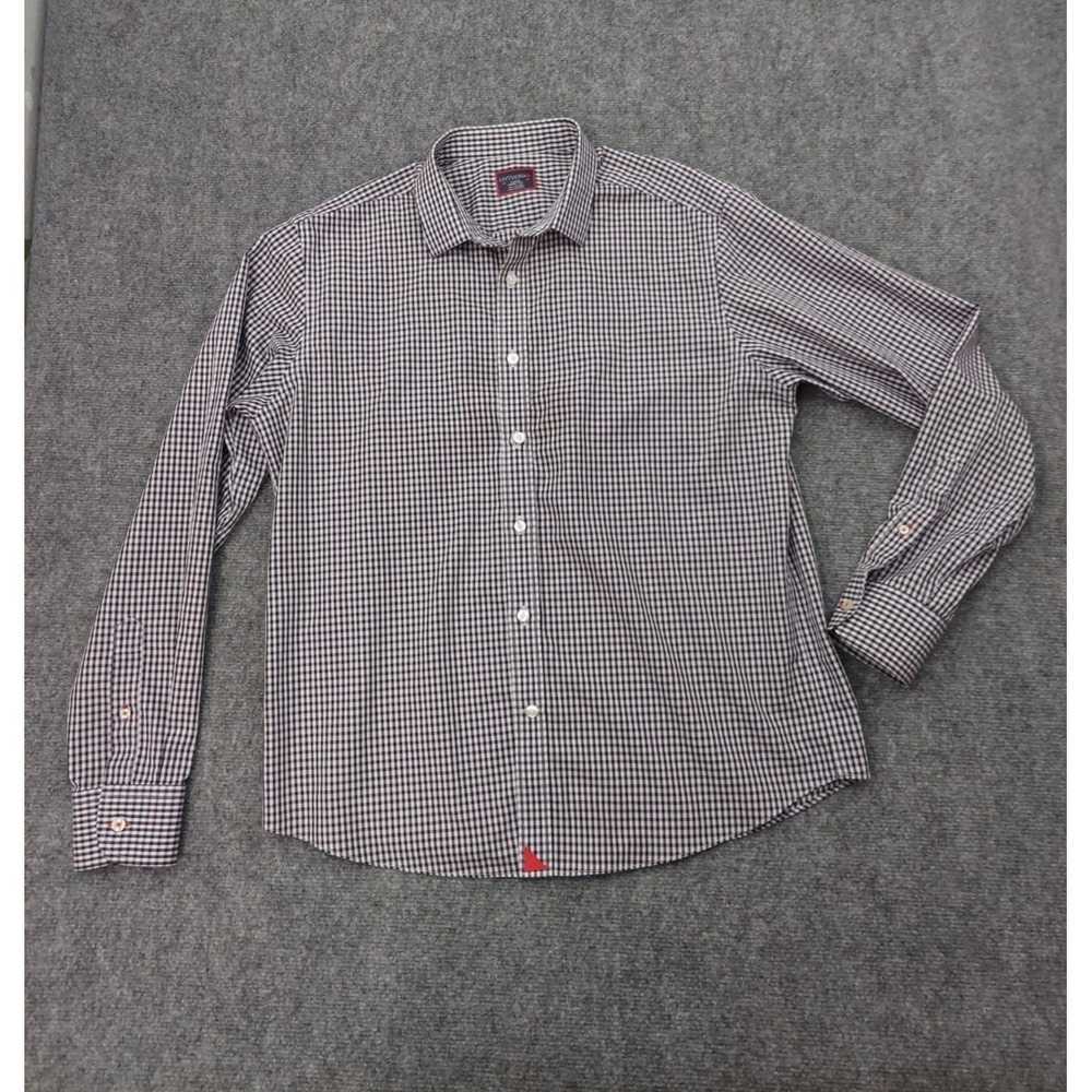 Untuckit Shirt Mens Large Blue Check Plaid Wrinkle free Cotton Button Up Preppy